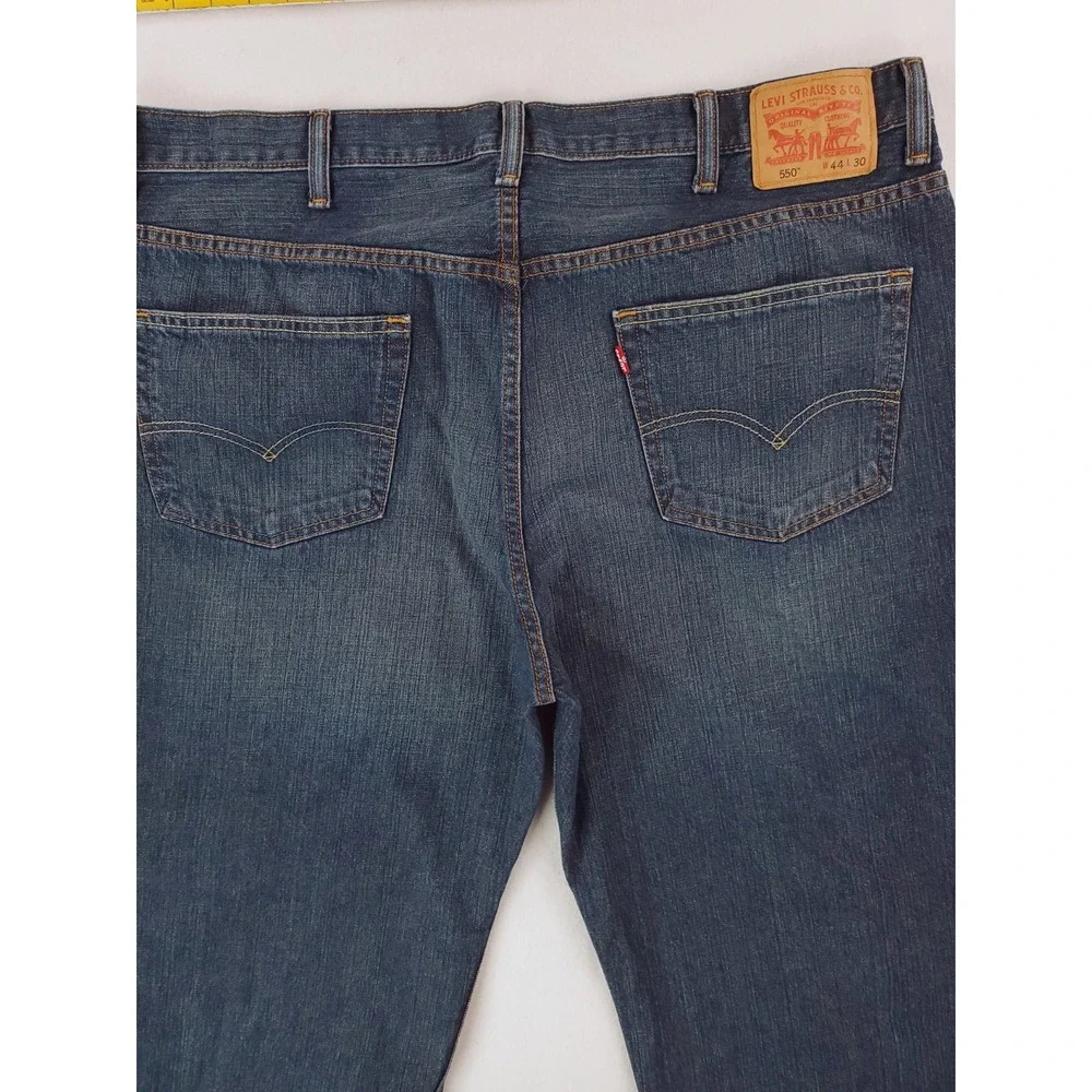Levis 550 Jeans Mens 44x30 Blue Relaxed Tapered Heavy Denim Baggy Work Pants